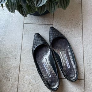 Manolo Blahnik black studded flats